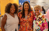 Sanya Weston of Your Premier Tavel Service Group, Debra Lee of the Greater Miami Convention & Visitors Bureau and Crystal Armstrong of Visually Rich Travel enjoy the cocktail reception, sponsored by Ship&Play.