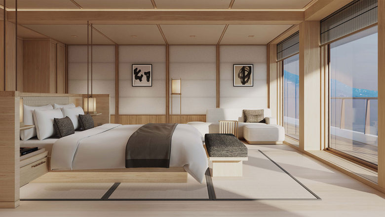 A cabin on the Amangati, which has opened for charter and event bookings. The cabin designs will be inspired by Japanese architecture.