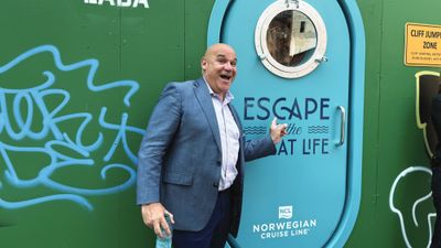Norwegian Cruise Line president David Herrera at a pop-up space in New York promoting the Great Stirrup Cay waterpark.