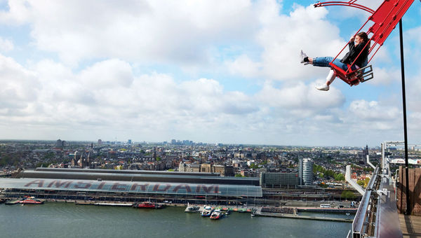 An aerial view of Amsterdam's cruise port.