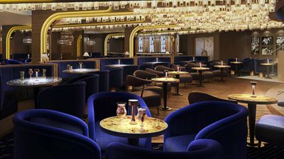 The Bright Lights Society lounge on Cunard's Queen Anne.