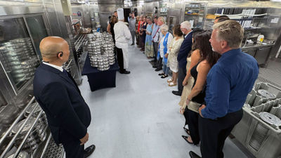 Holland America Line guests touring the galley.