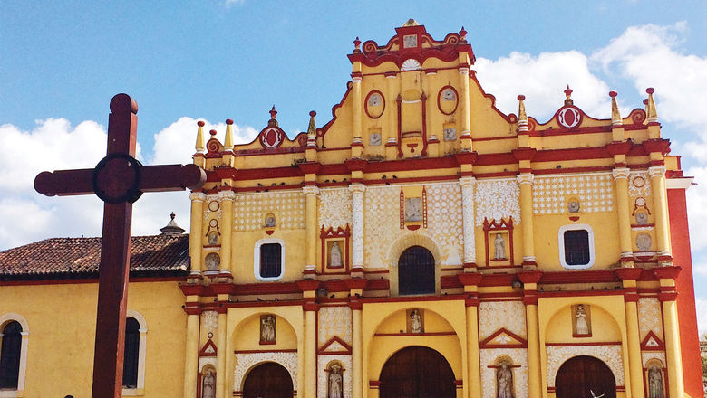 The cathedral of San Cristobal de las Casas. San Cristobal de las Casas is one of Mexico's 177 Magical Towns. It is located in the state of Chiapas.