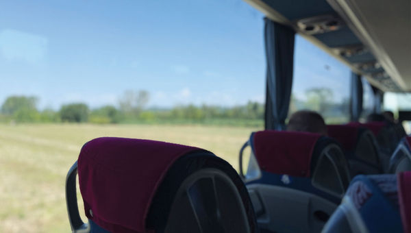 Riding a bus through the Tuscan countryside. Riding a bus through the Tuscan countryside.