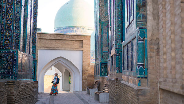 Samarkand, a city in Uzbekistan that was on the Silk Road.