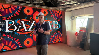 Alex De Roeck, associate vice president of product development at Celebrity Cruises, during a tour of the Celebrity Xcel under construction.