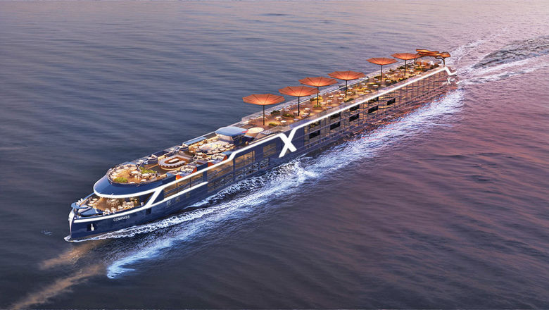 A rendering of the Celebrity Compass, Celebrity's first Europe river ship coming in 2027.