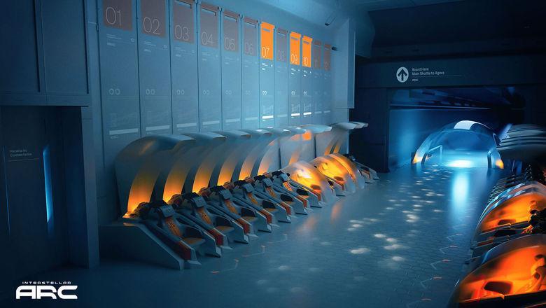 The journey on Interstellar Arc, a space exploration experience, begins in a cryogenic sleep chamber.