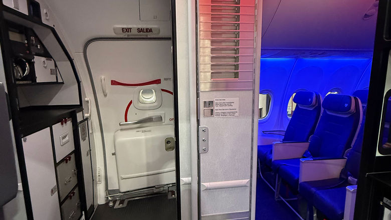 Southwest Airlines' first secondary cockpit barrier, a folding door on a Boeing 737.