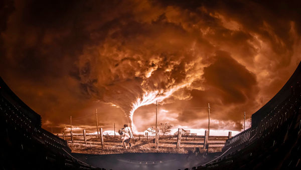 The tornado effects of “The Wizard of Oz at Sphere” are created with three high-powered fans, 20 fog units and nine haze machines, with more than 360 hours of in-venue testing.