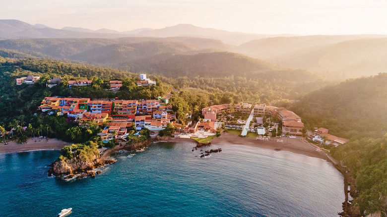 Villas perched above the beach at Careyes, one of Mexico's original master-planned luxury communities.