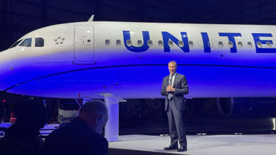 United CEO Scott Kirby touted United's improvement in Newark operations at an airport event on Sept. 16.