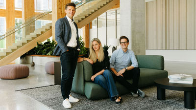 Butterfield & Robinson CEO Mike Scarola, left, with the company's two new executive hires: Kristi Elborne, who was promoted to chief experience officer, and Alexander Green, the operator's new chief marketing officer.