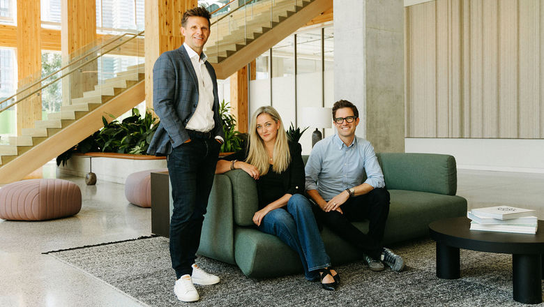 Butterfield & Robinson CEO Mike Scarola, left, with the company's two new executive hires: Kristi Elborne, who was promoted to chief experience officer, and Alexander Green, the operator's new chief marketing officer.