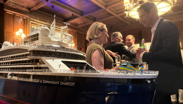 At The Explorers Club, a model of Le Commandant Charcot, Ponant's icebreaker ship. At The Explorers Club, a model of Le Commandant Charcot, Ponant's icebreaker ship.