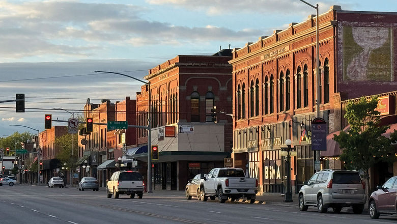 Downtown Kalispell, Mont., glows in the evening sun.