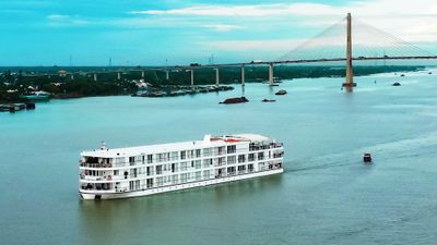 The Viking Saigon (sister ship of the new Viking Tonle) sailing the Mekong.