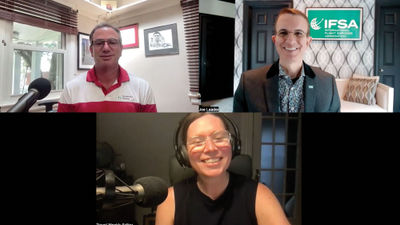 Clockwise from top left: Aviation editor Robert Silk, Joe Leader of the International Flight Services Association and Folo host Rebecca Tobin.