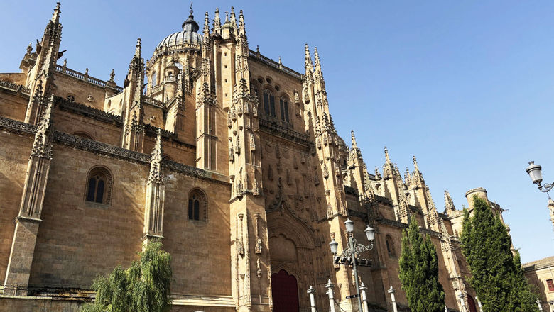Salamanca’s 16th century New Cathedral, pictured, sits side by side with its Old Cathedral, which was built in the 12th century.
