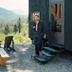 TV personality and outdoorsman Dylan Efron at a Postcard Cabin accommodation, which is now part of the new Outdoor Collection by Marriott Bonvoy.