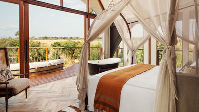 A villa suite at the Ritz-Carlton, Masai Mara Safari Camp in Kenya.