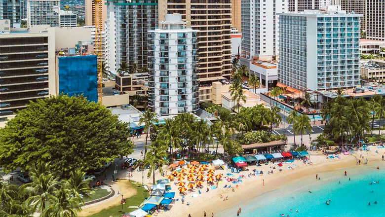 The Waikiki Circle Hotel stands out among the high-rises around it because of its circular design.