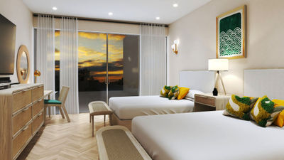 Rendering of a bedroom at Sapphire Sands Villas, slated to open on St. Lucia in February.