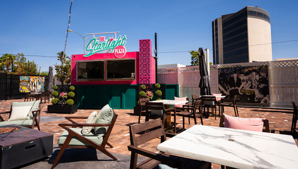 The outdoor Starlight Plaza at the Mob Museum opened this month.