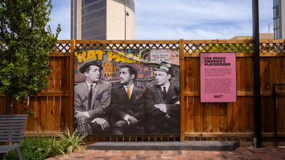 The Rat Pack is the subject of one of Starlight Plaza's eight mixed-media murals created by local artist Snipt.