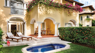 A private plunge pool and furnished terrace are among the features of the Grand Class Suites at Casa Velas.