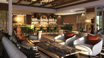 Rendering of the bar and lounge at the Hyatt Regency Lusaka The Pamodzi, opening in 2026.
