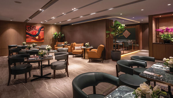 The Infinity Room at the Plaza Premium First lounge in Hong Kong.