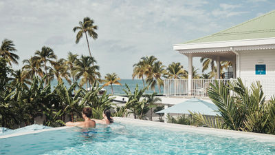 The infinity pool at the Zen Oasis the adults-only area at Club Med La Caravelle.