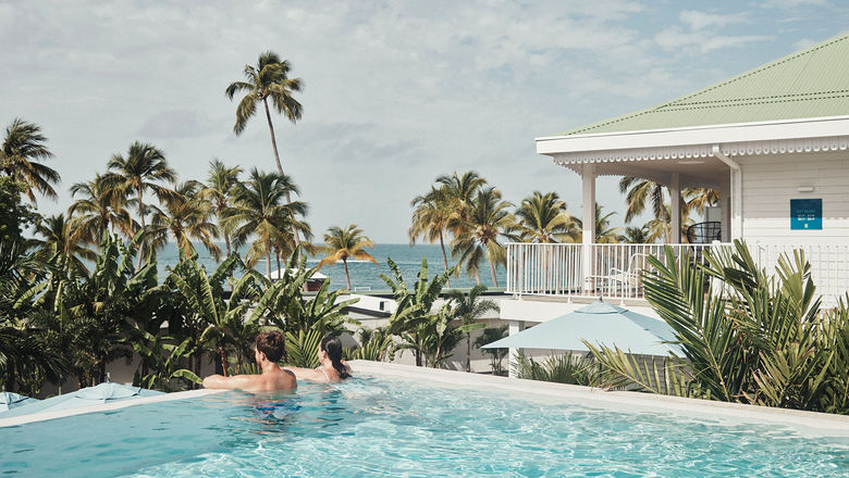 The infinity pool at the Zen Oasis the adults-only area at Club Med La Caravelle.