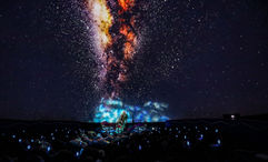 Inside the Sphere Theater, guests are immersed in 360-degree visuals during the "Mele" performance.