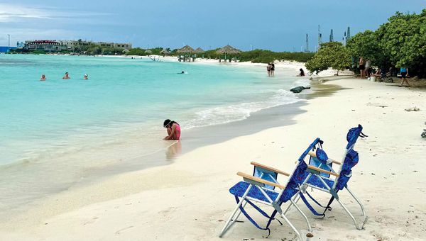 Beach chairs set up by Secrets' beach concierge.