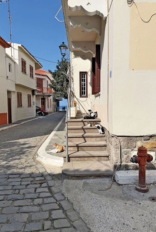 Streets on the island of Lemnos were mostly empty during an October cruise call.
