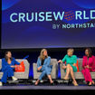 The CruiseWorld Leadership Panel, from left: Moderator Barbra Taylor, Travel Insured International: Janet Bava, Windstar; Pam Hoffee, Avalon Waterways; Sarah Beth Reno, Carnival Cruise Line; Dondra Ritzenthaler, Azamara Cruises; and moderator Mary Pat Sullivan, Northstar Travel Group.