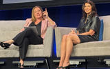 Northstar Travel Group's executive vice president of marketing and partnerships Mary Pat Sullivan, left, and MSC Cruises senior vice president of trade sales Erin Douglas talk about MSC updates at the 2025 CruiseWorld in Fort Lauderdale.