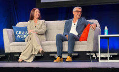 Celebrity Cruises president Laura Hodges Bethge and Royal Caribbean International CEO Michael Bayley at CruiseWorld.