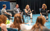 The annual Think Tank, from left: Northstar Travel Group’s Catherine Brask; Ken Muskat of Scenic and Emerald; Claire Maguire, owner of Island Girl Travel and Vacations, a Cruise Planners franchise; and Ruthanne Terrero of Northstar.