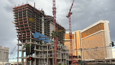 When completed, the guitar-shaped tower at the Hard Rock Hotel & Casino and Guitar Hotel Las Vegas will add 600 rooms to the inventory of the former Mirage.