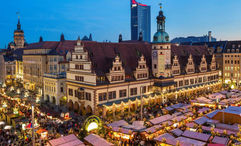 The Leipzig Christmas market transforms the square in front of the Old Town Hall.