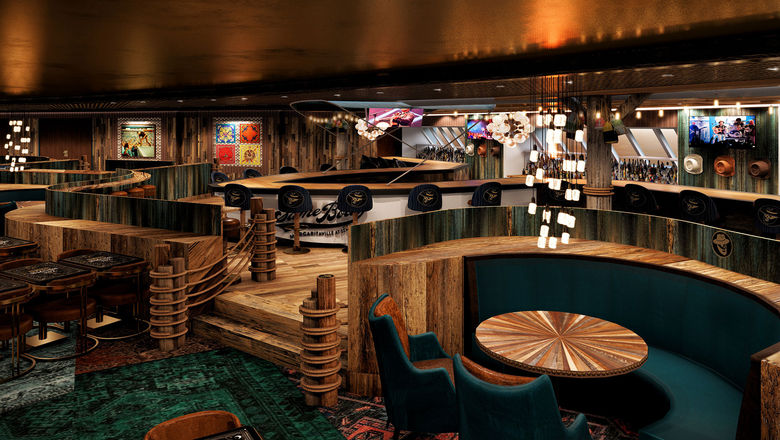 A rendering of the Same Boat venue for live music. The space will be aboard the Margaritaville at Sea Beachcomber, a ship coming in 2027.
