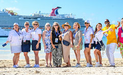 Travel advisors at Carnival's Celebration Key in the Bahamas.