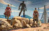 A 'Black Panther' mosaic near the guest services booths, which neighbors the 'Black Panther' themed Grand Hall.