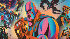 Thanos is featured in this wall art on the Disney Destiny.