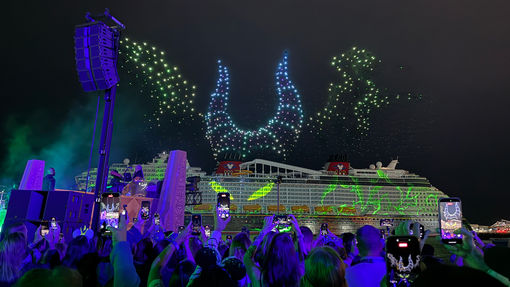 A drone show was the main event at the Disney Destiny’s christening.