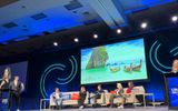 Participants in the Instagrammable moments panel, from left: Danny Genung, Harr Travel; Eddy Mestre, Uniworld; Kendall O'Malley, Backroads; Steve Smotrys, HX Expeditions; Cathy Bennis, Audley Travel; Kelly Hogan, The Travel Corporation; and Cruise Planners franchise owner Susie Flores.