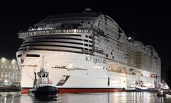 The MSC World Asia, the third ship in MSC Cruises' World class, was floated out on Nov. 12.